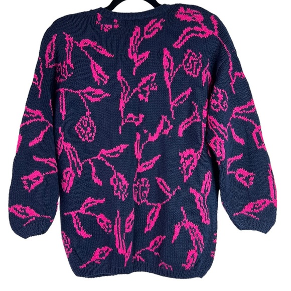 Cambridge Spirit Vintage Deadstock Blue & Pink Floral Print Cardigan Size Small - Picture 4 of 6